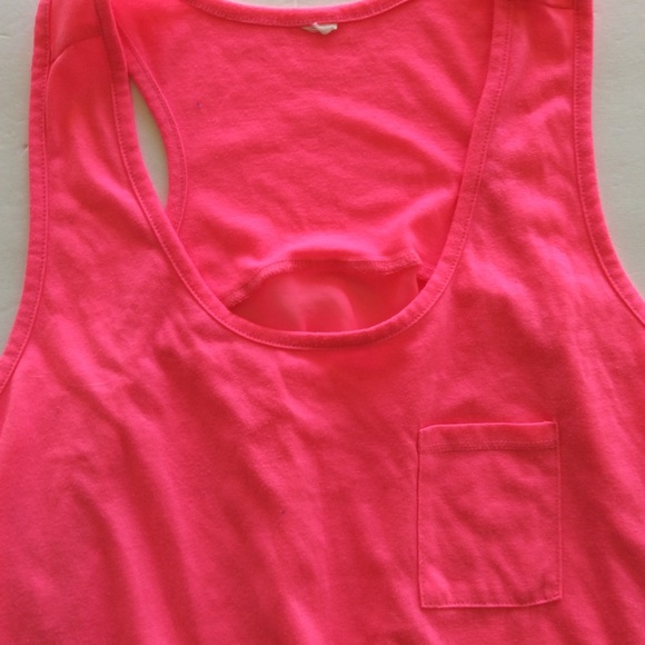 HOT PINK SHEER BACK TANK TOP MEDIUM - Picture 5 of 6